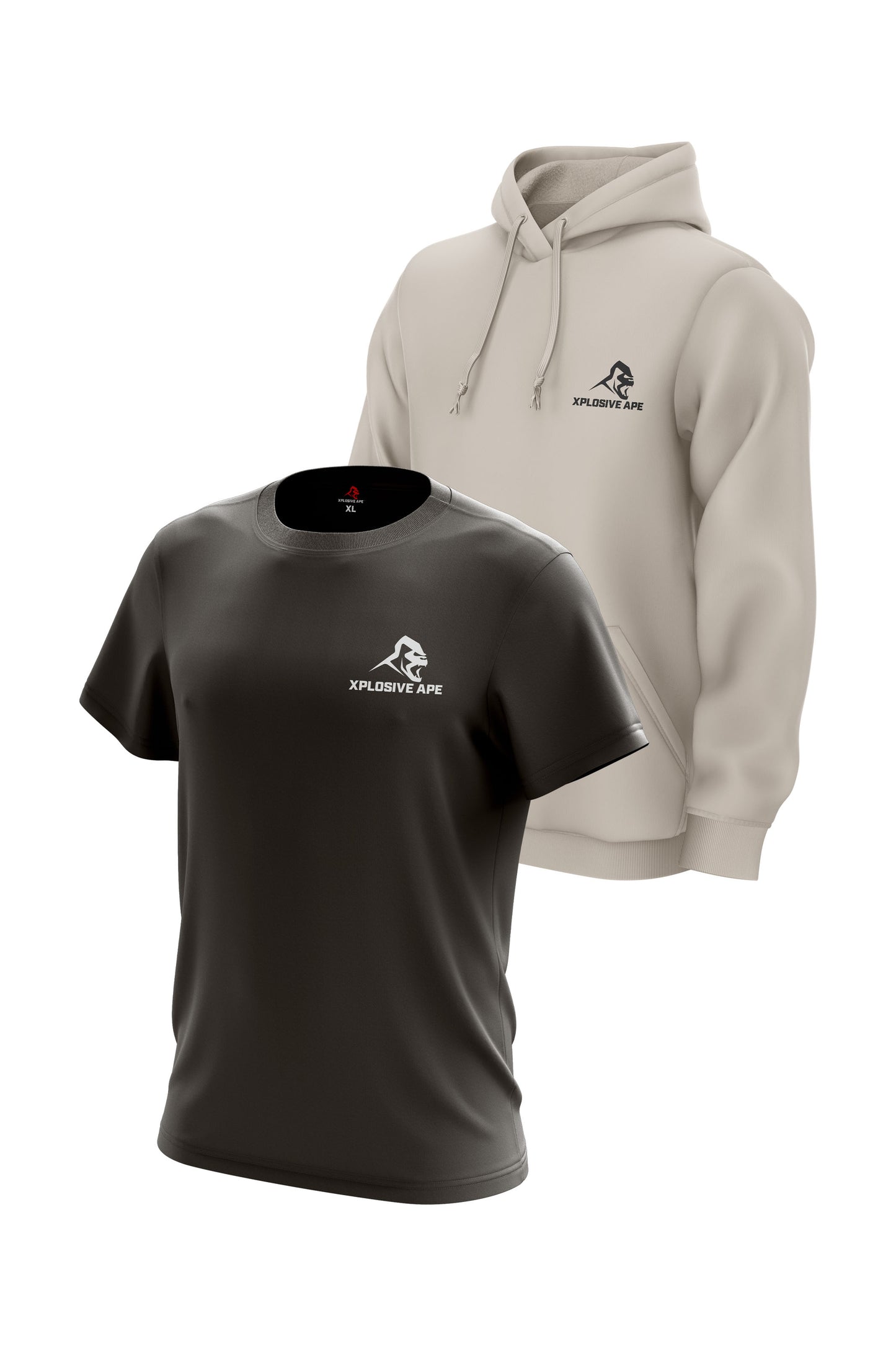 XAPE Classic String Hoodie & Logo Tee Combo - Sand/Charcoal