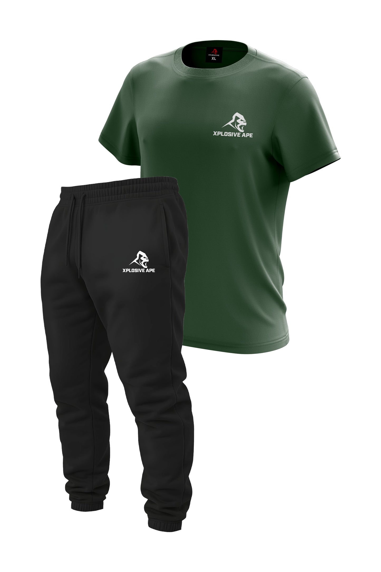 XAPE Prime Logo Joggers & Classic Logo Tee Combo - Black/Military Green