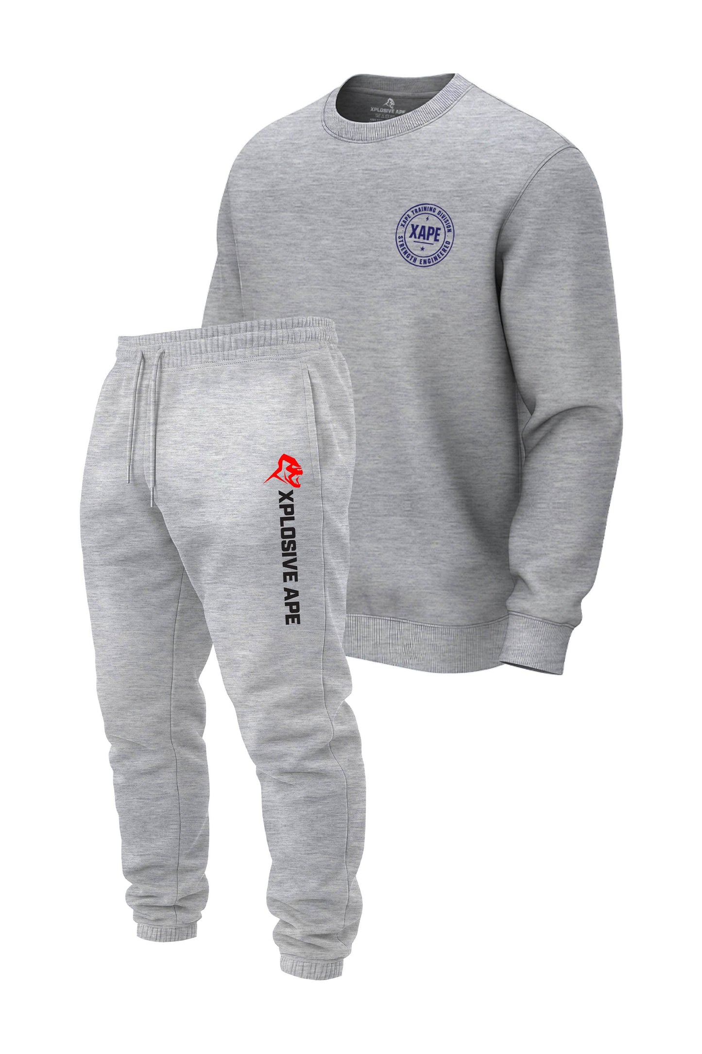 XAPE Badge Logo V2 Sweatshirt & Originals V2 Joggers Combo - Sports Grey/Ash Grey