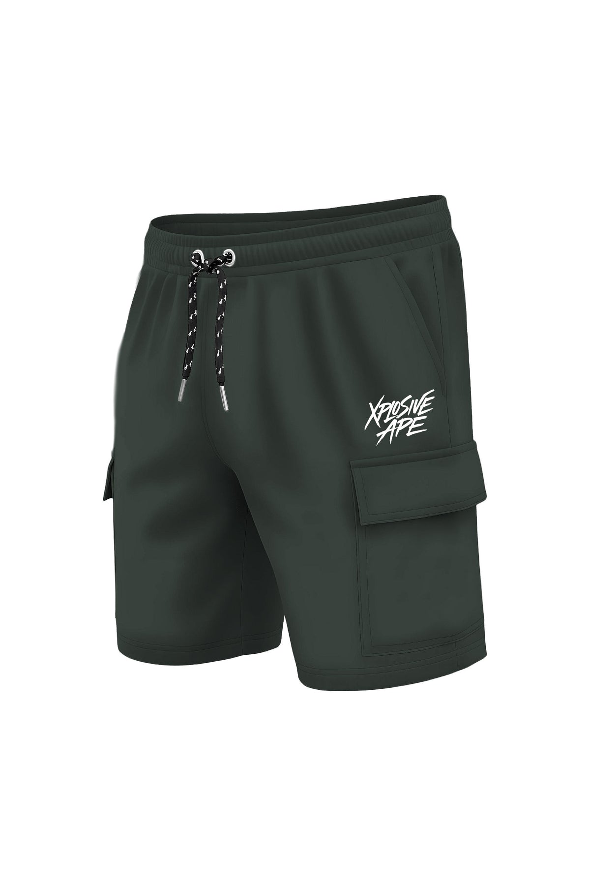 XAPE Classic Brush Script Cargo Shorts - Dark Green