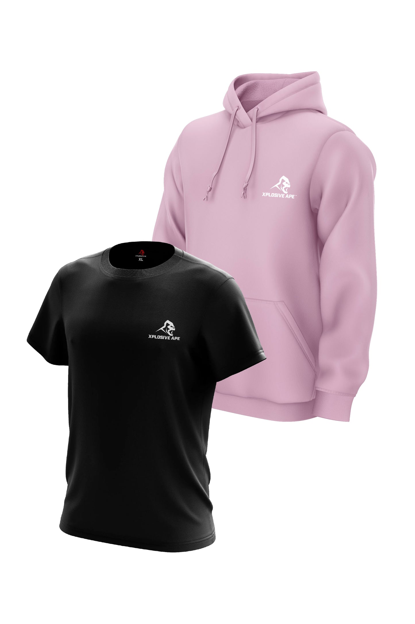 XAPE Essential Tee & Classic Hoodie Combo - Black/Light Pink