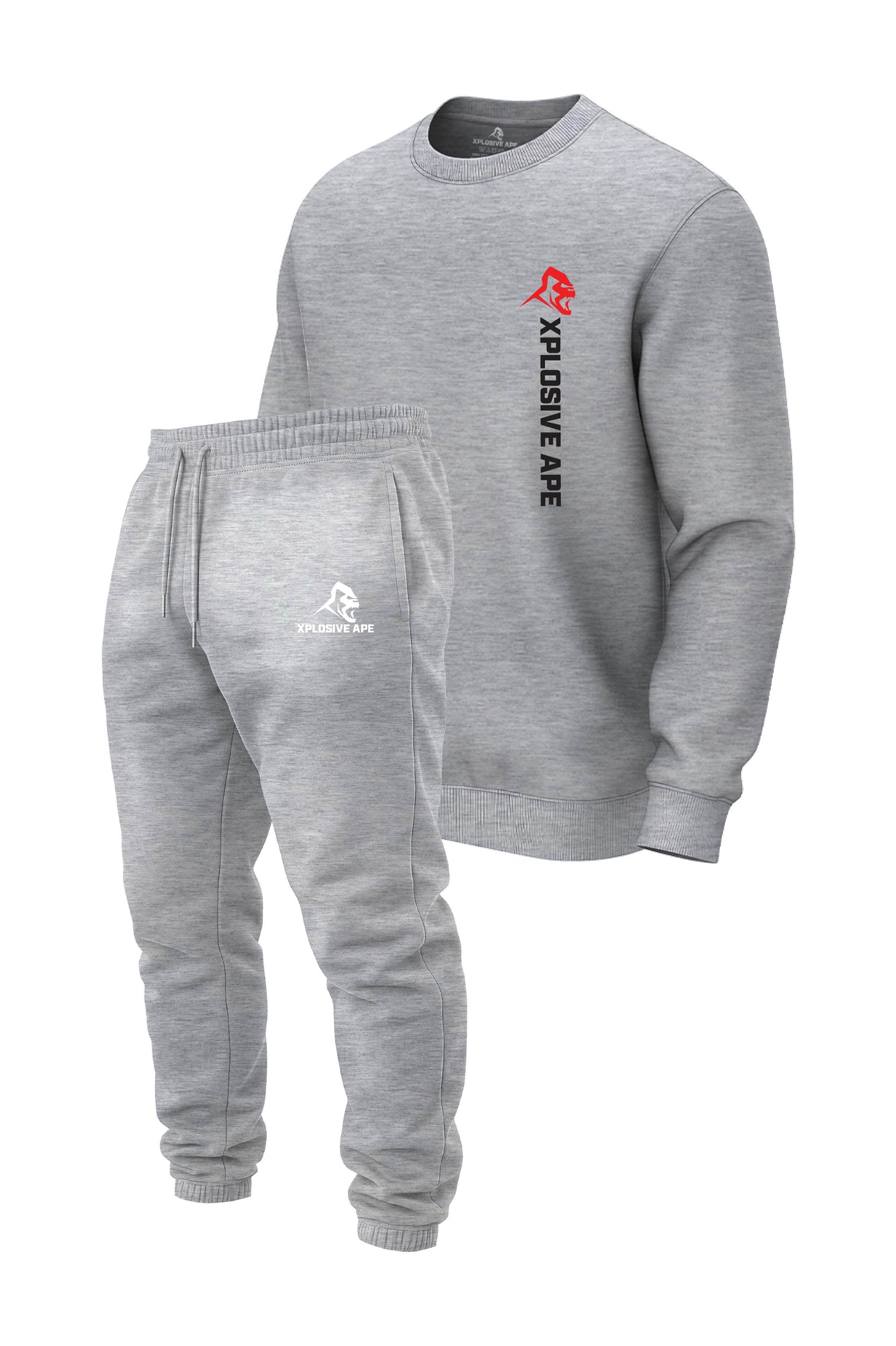XAPE Originals Logo V2 Sweatshirt & Classic Logo Joggers Combo - Sports Grey/Ash Grey
