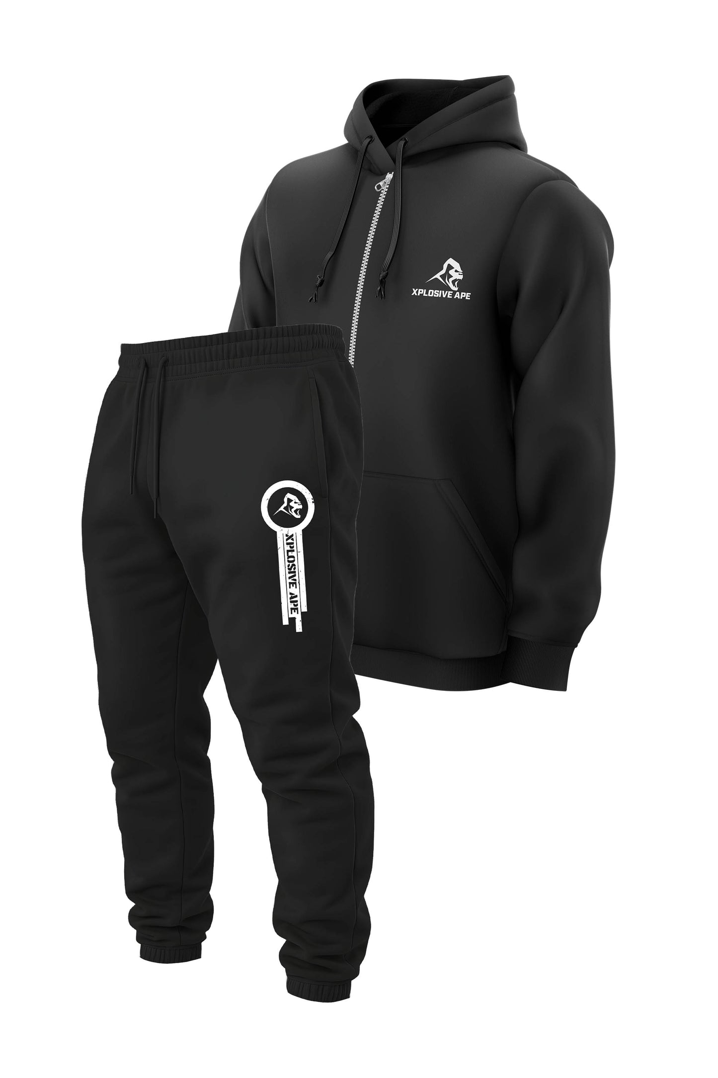 XAPE Prime Logo Zip Hoodie & Panelled V2 Joggers Combo - Black