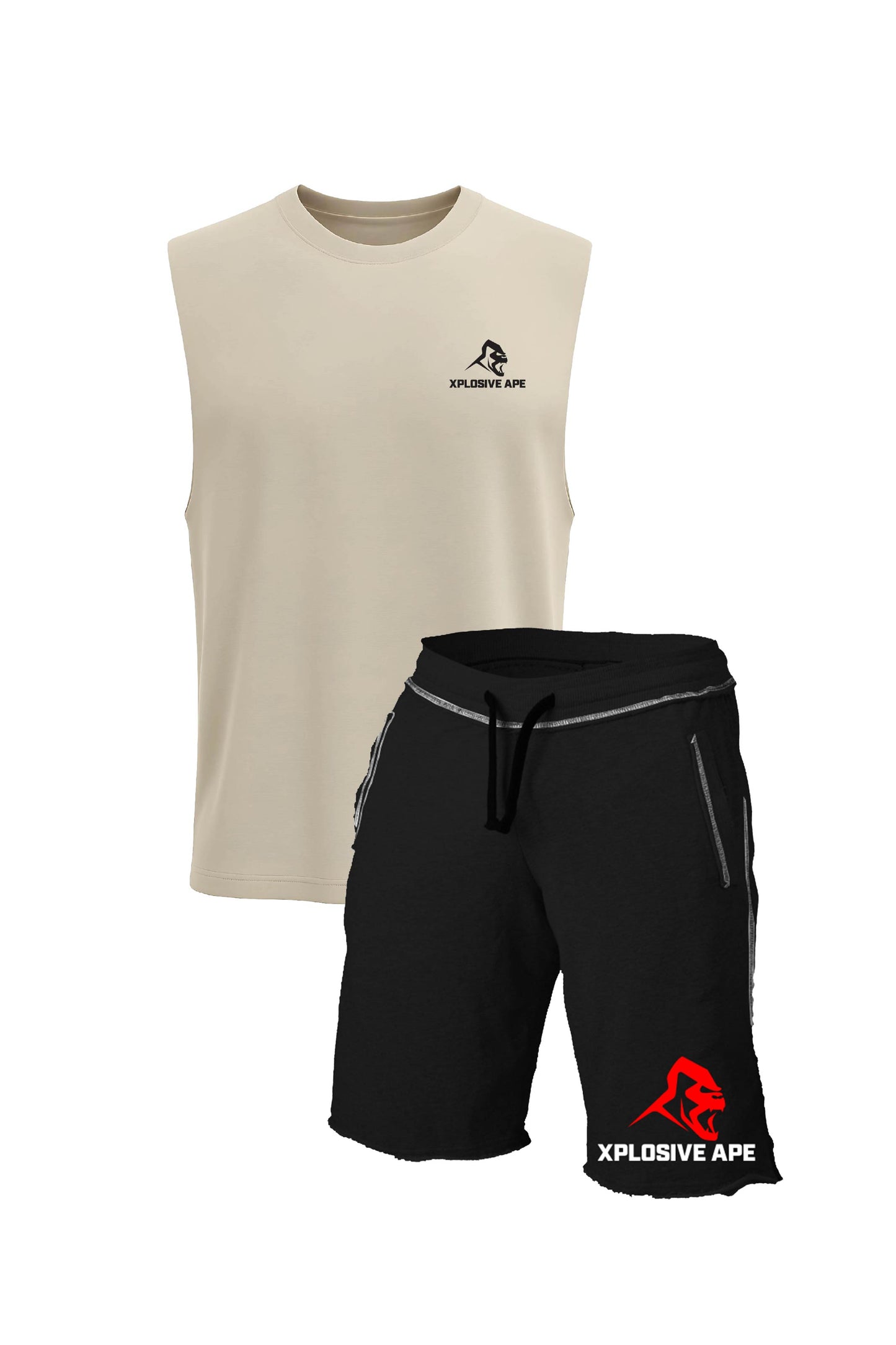 XAPE Classic Tank Top & Ultimate Rag Shorts Combo Sand/Black