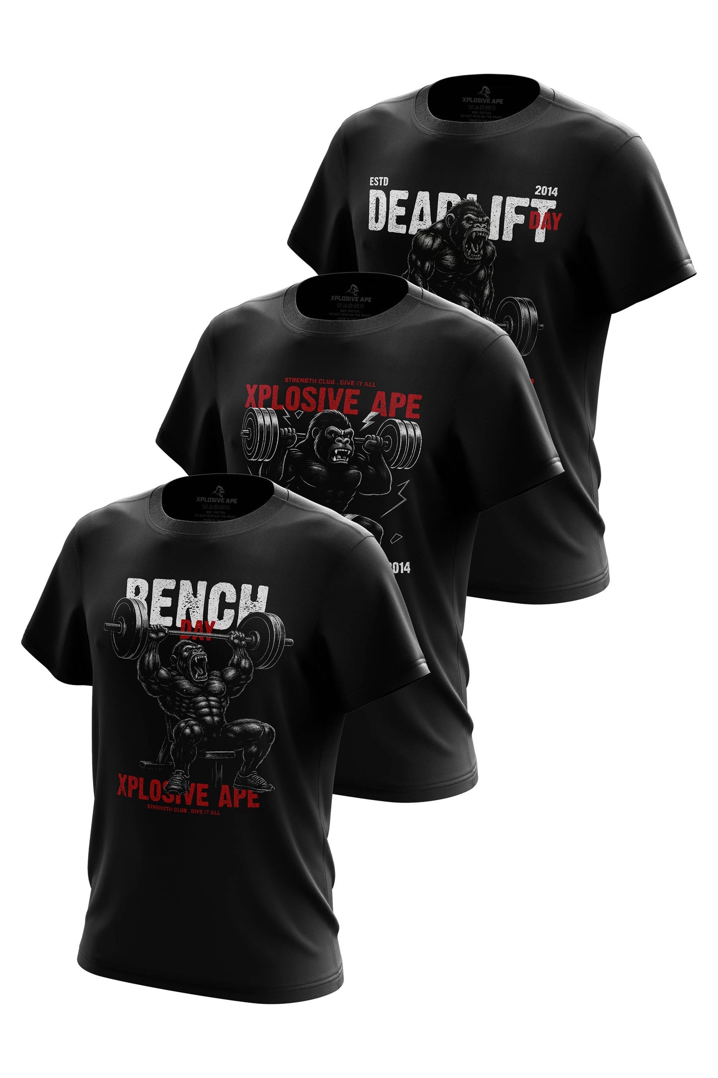 XAPE Power Day V4 3 Tees Pack - Black