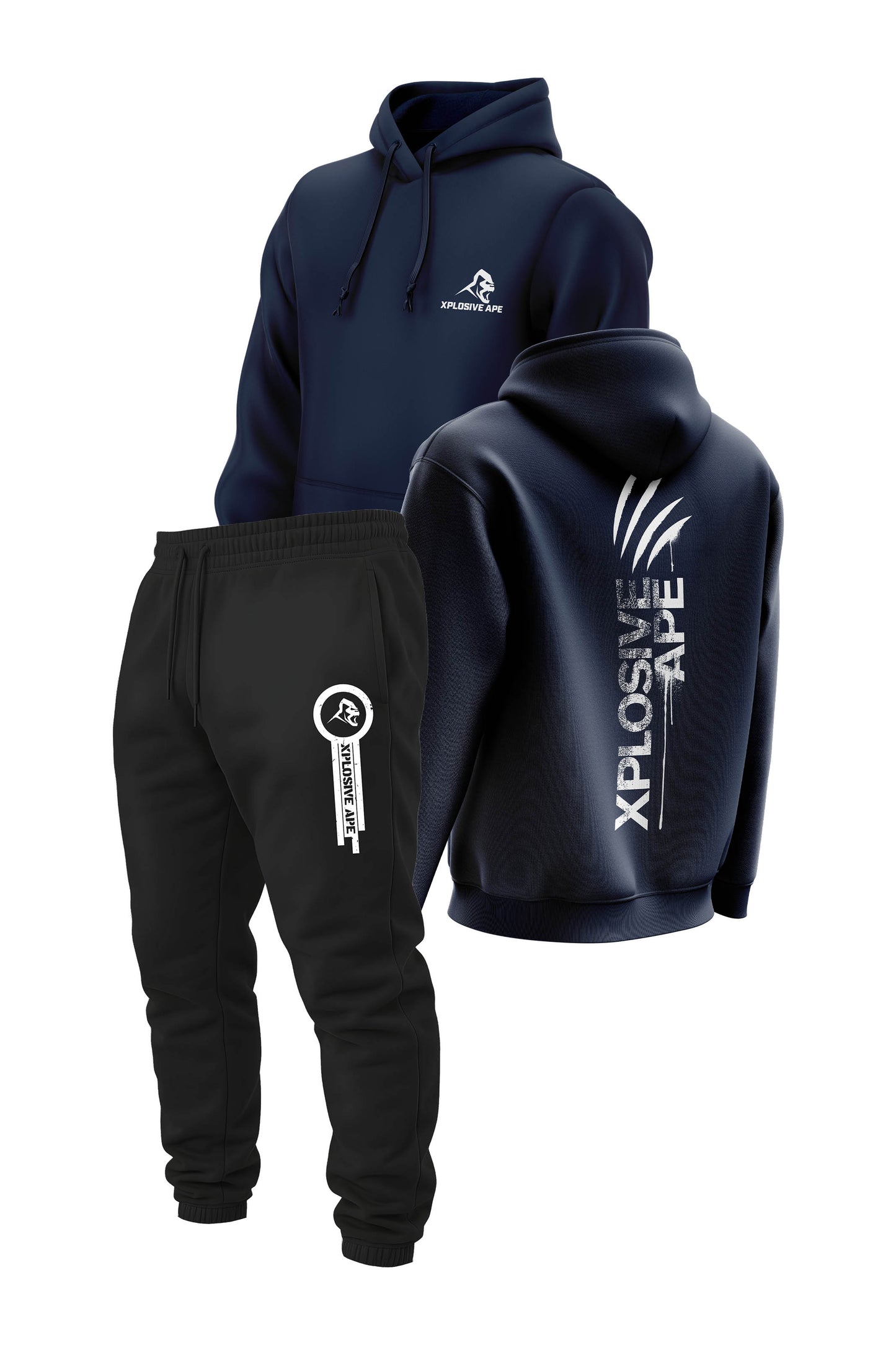 XAPE Claw V2 String Hoodie & Panelled V2 Joggers Combo - Navy/Black