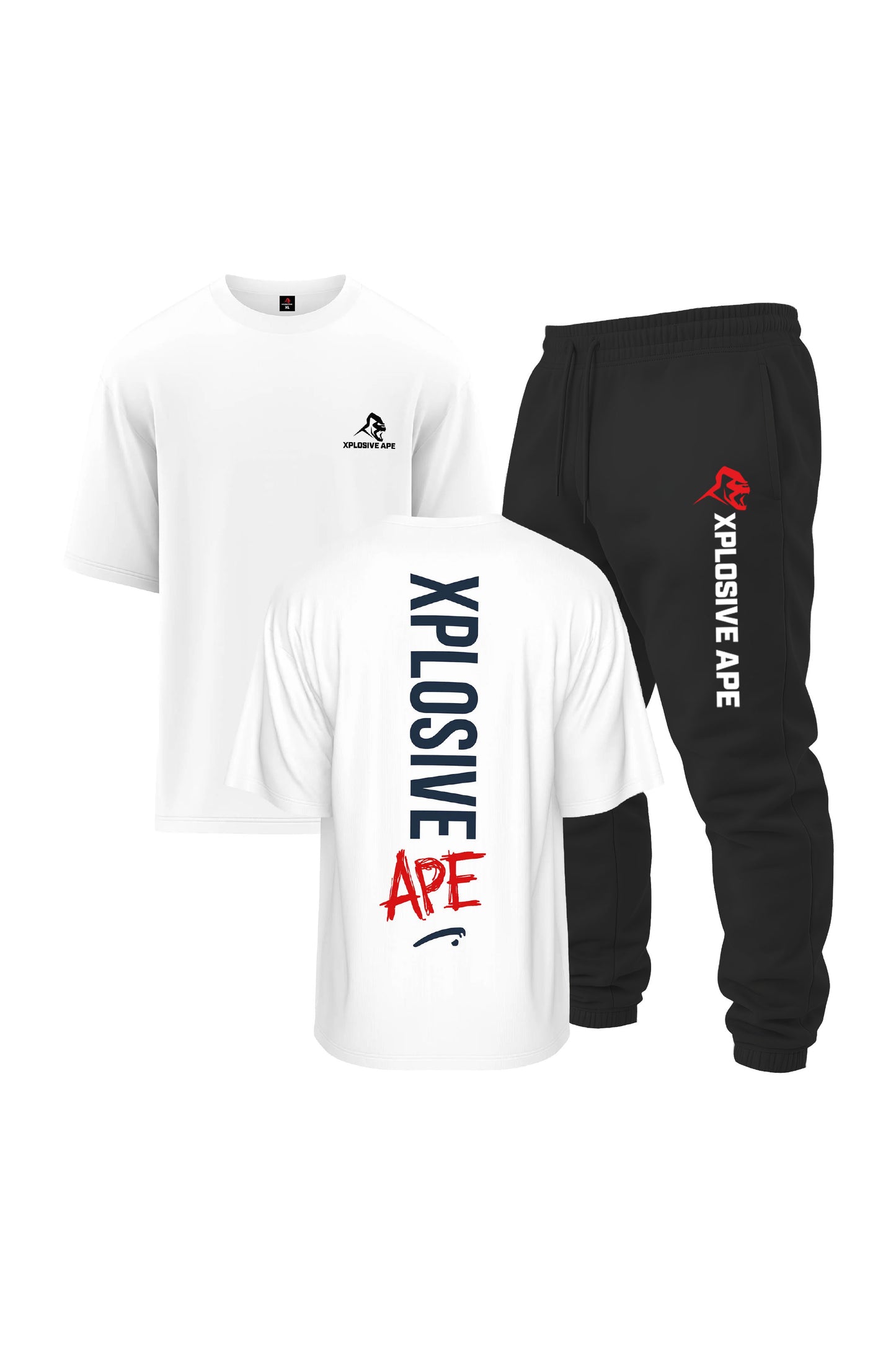 XAPE Graffiti V2 Oversized Tee & Originals V2 Joggers Combo - White/Black