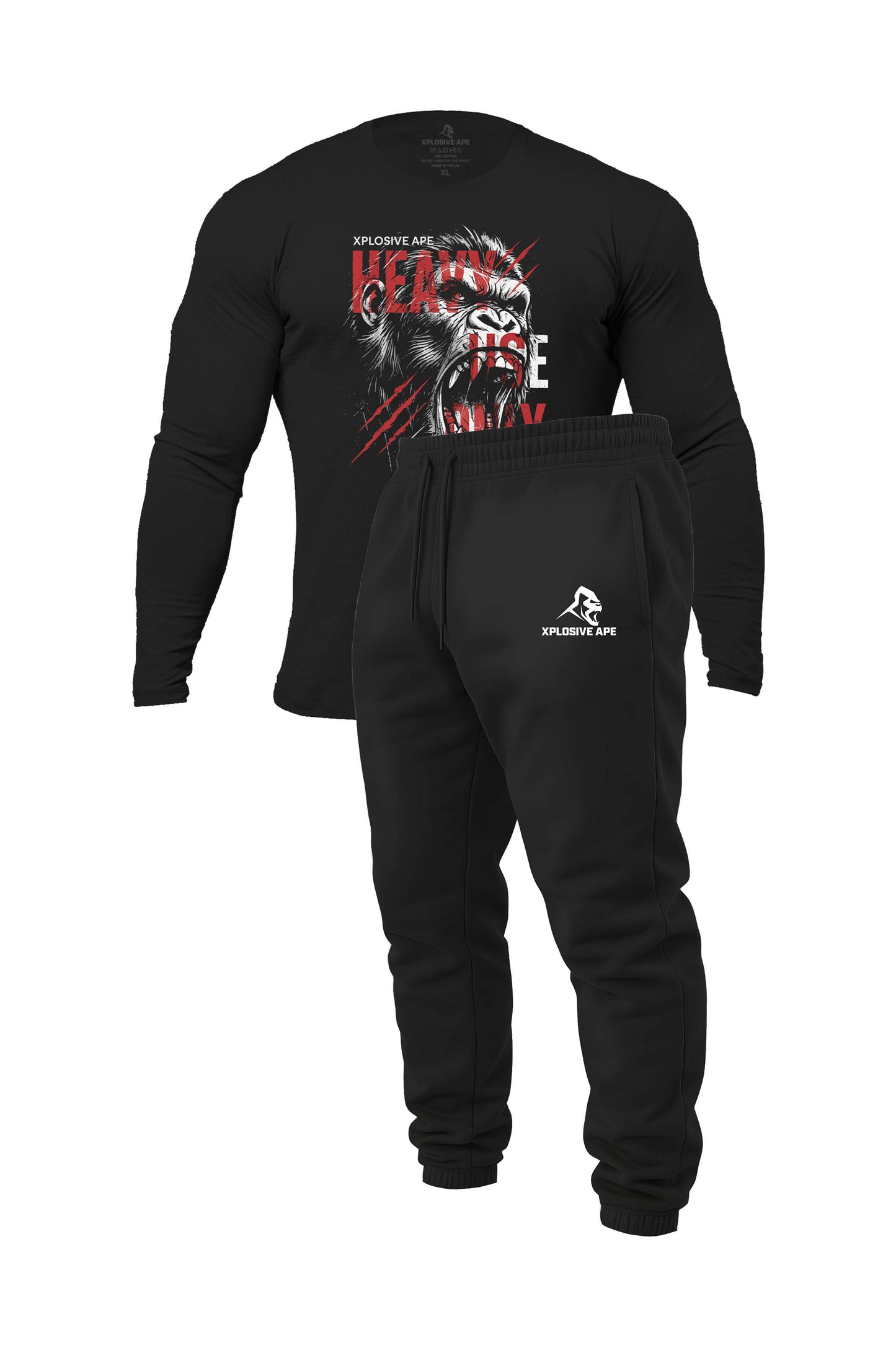 XAPE Heavy Use Only Long Sleeve Tee & Prime Joggers Combo - Black