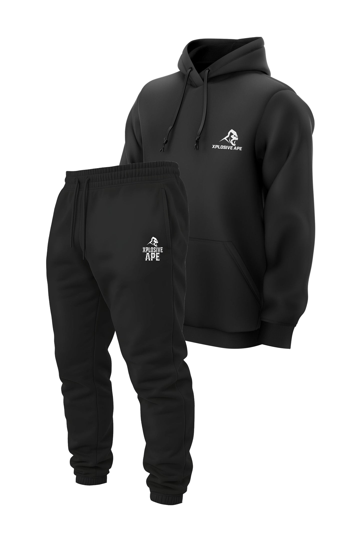 XAPE Prime String Hoodie & Classic Barbed Logo Joggers Combo - Black