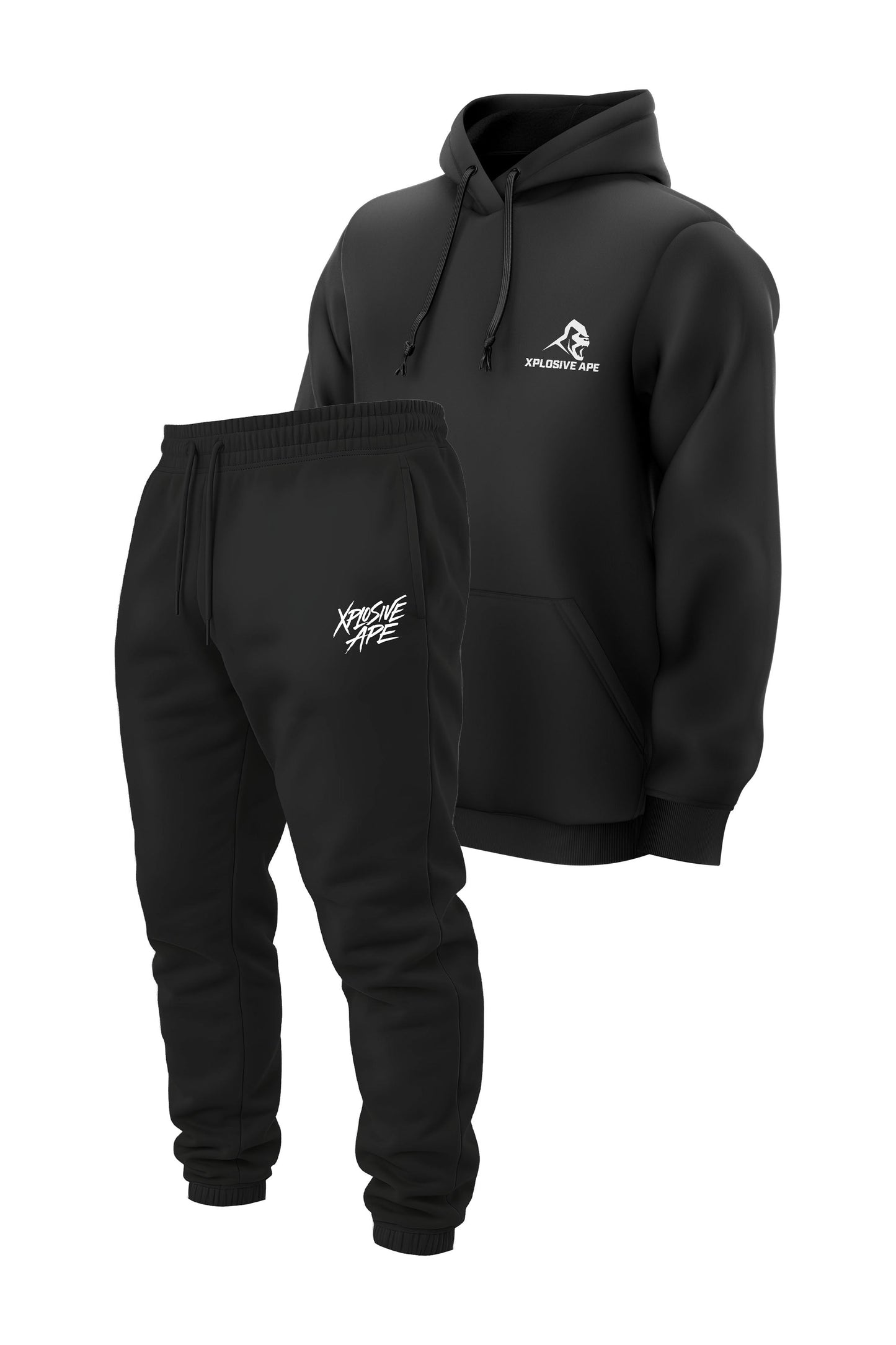 XAPE Prime String Hoodie & Classic Brush Script Joggers Combo - Black
