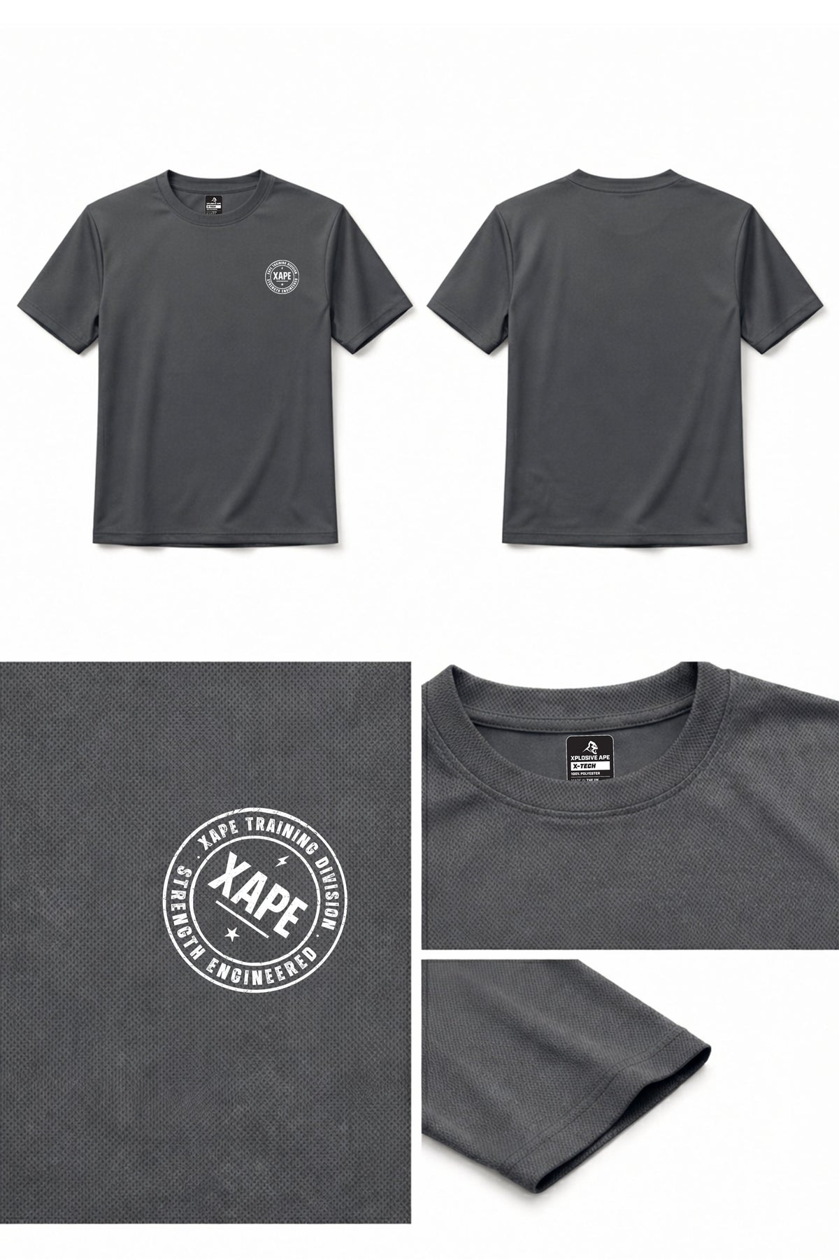 XAPE Classic Badge Logo X Tech Tee - Charcoal
