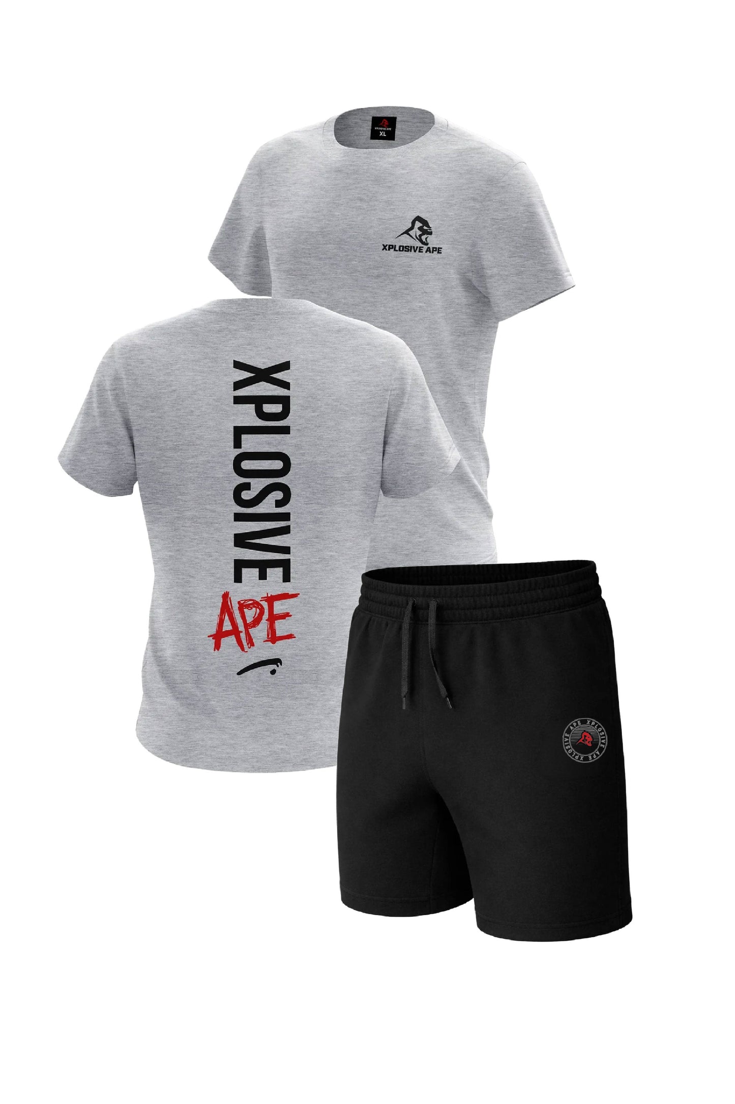 XAPE Graffiti Tee & Prime Oversized Shorts Combo - Sports Grey