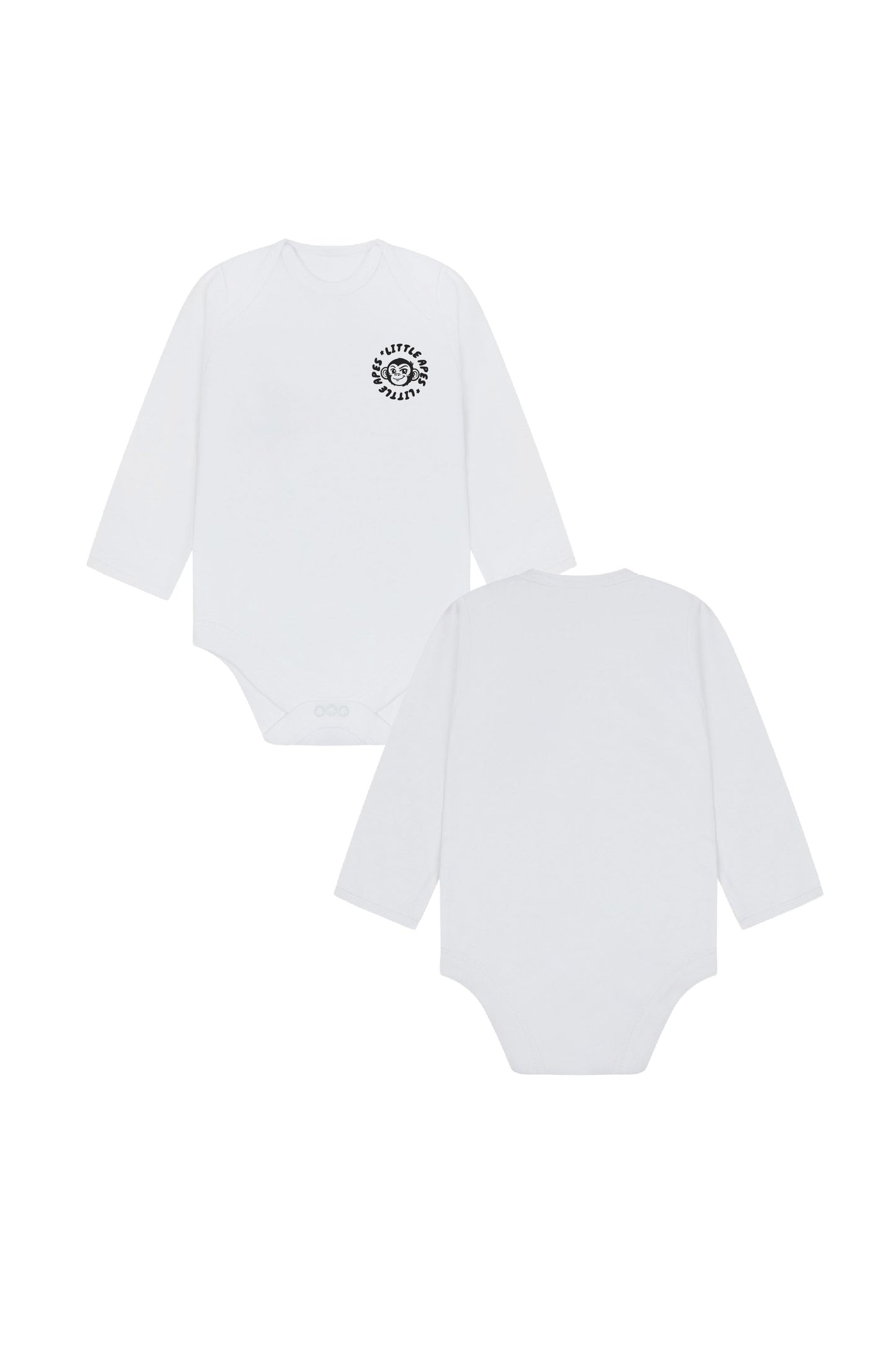Little Apes Classic Badge Baby Long Sleeve Body Suit - White