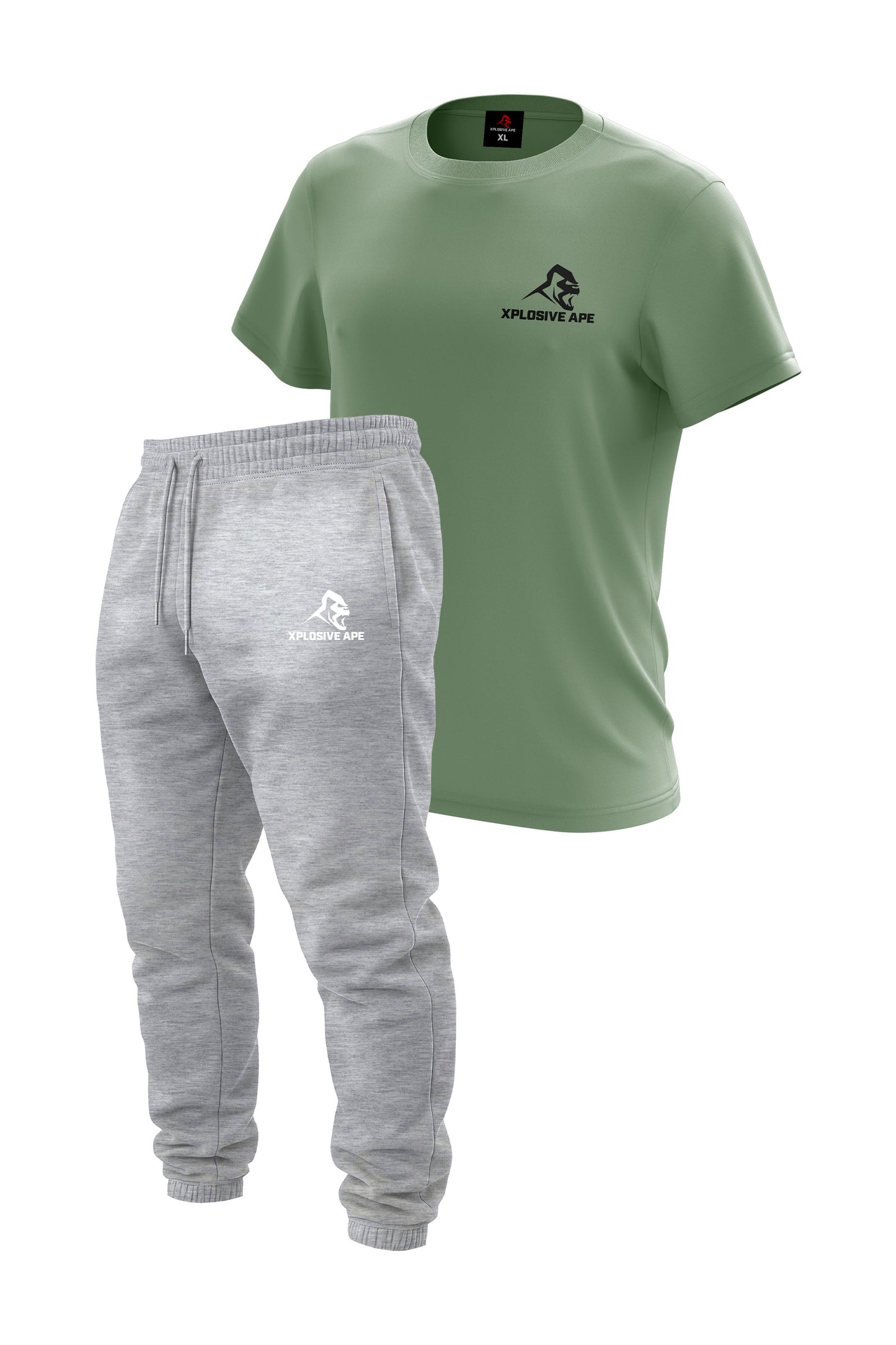 XAPE Prime Logo V2 Joggers & Classic Logo Tee Combo - Sports Grey/Sage