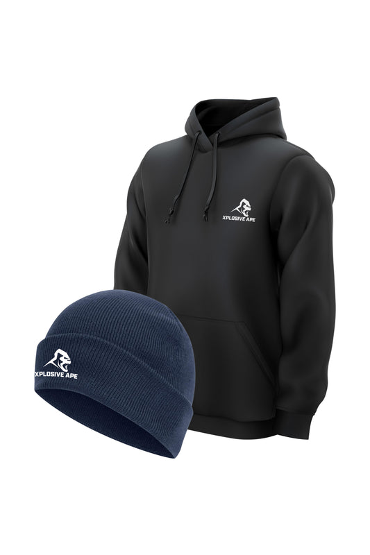 XAPE Classic String Hoodie & Prime Beanie - Black/Navy
