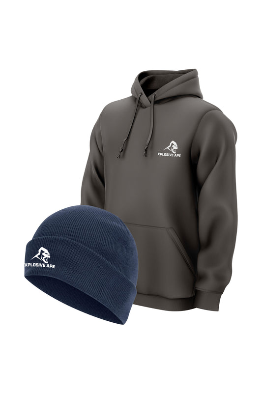 XAPE Classic String Hoodie & Prime Beanie - Charcoal/Navy