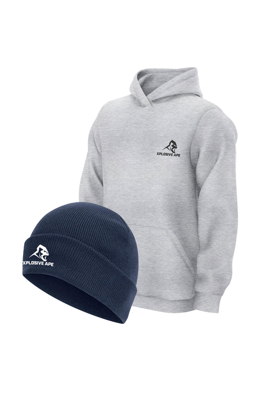 XAPE Classic Hoodie & Prime Beanie - Sports Grey/Navy