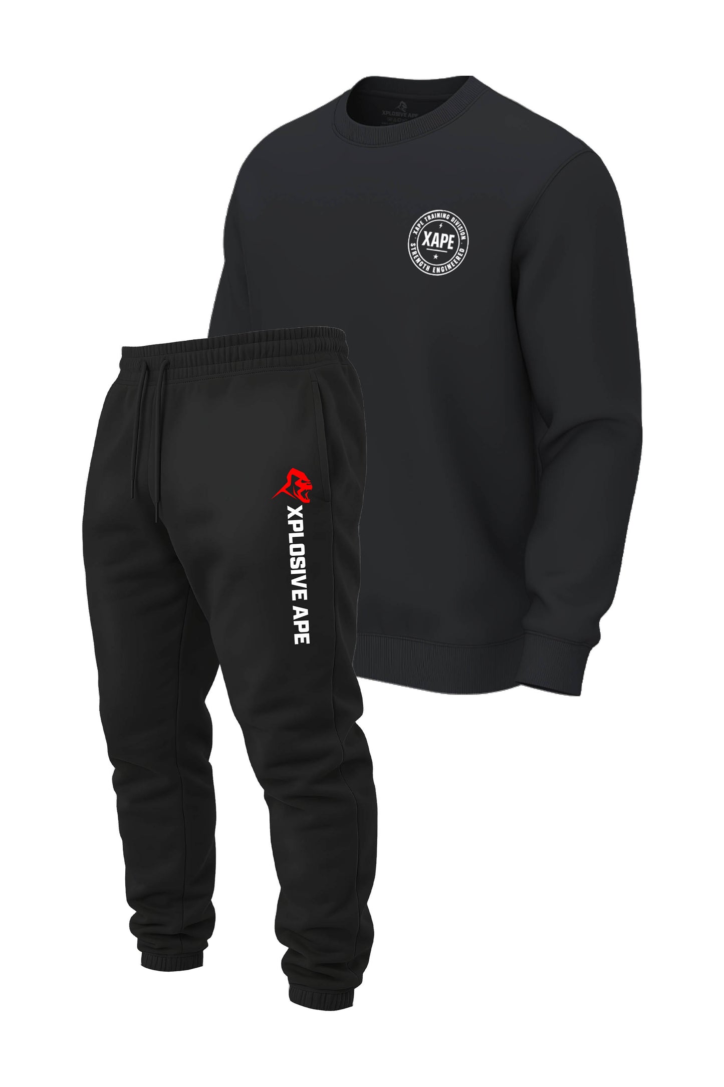 XAPE Badge Logo V2 Sweatshirt & Originals V2 Joggers Combo - Sports Grey/Black