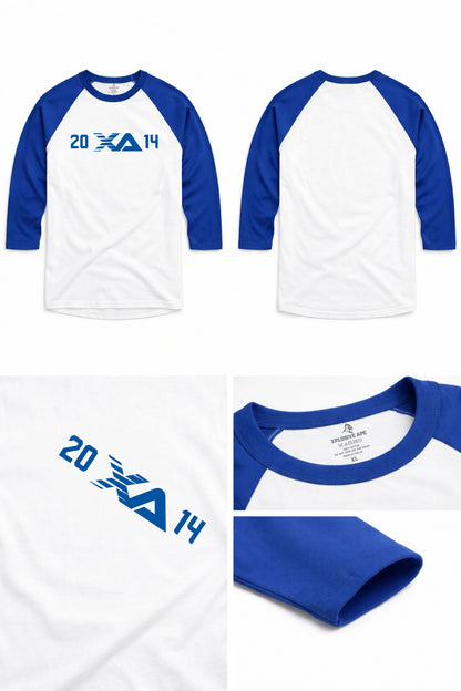 XAPE Blockline Raglan 3/4 Sleeve Tee - White/Royal Blue