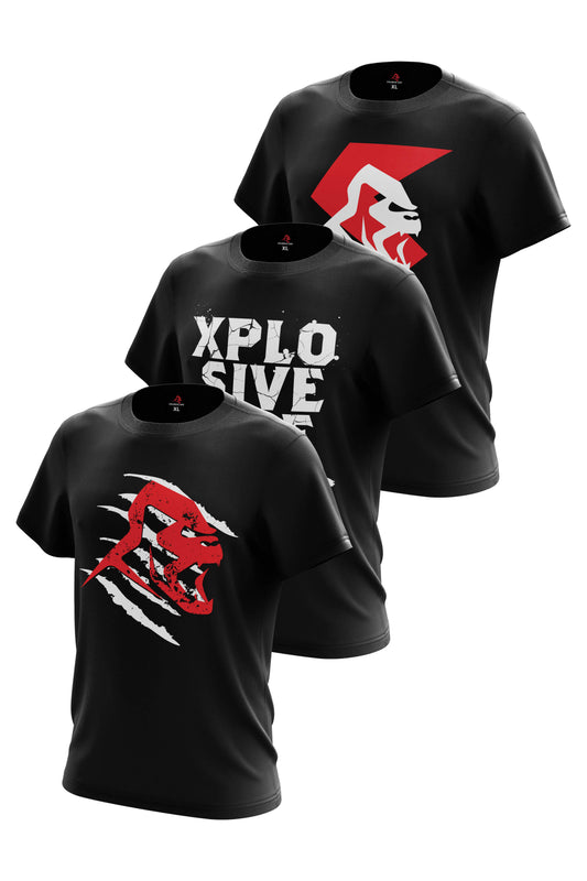 XAPE Bolt 3 Tees Pack - Black/Black/Black