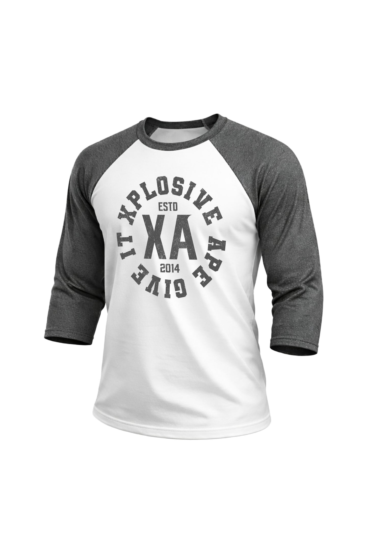 XAPE Proline Raglan 3/4 Sleeve Tee - White/Dark Heather