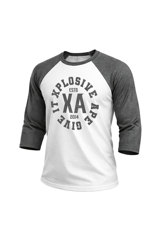 XAPE Proline Raglan 3/4 Sleeve Tee - White/Dark Heather