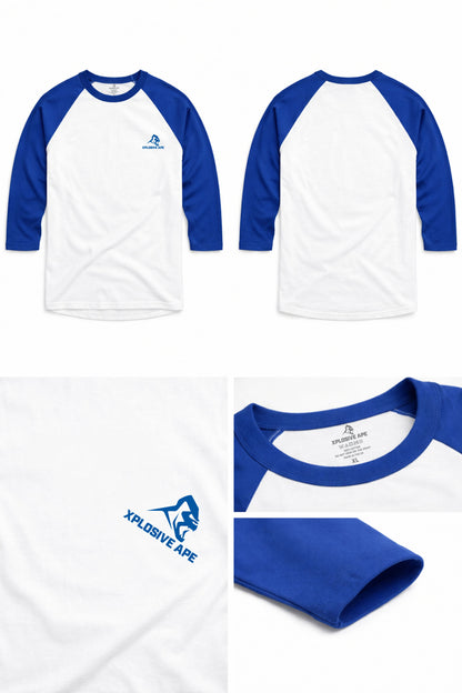 XAPE Classic Raglan 3/4 Sleeve Tee - White/Royal Blue