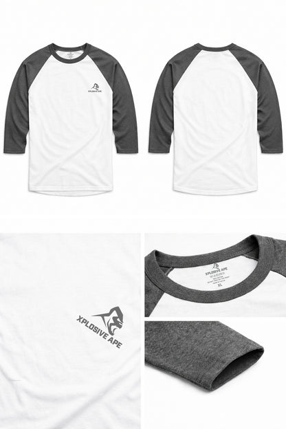XAPE Classic Raglan 3/4 Sleeve Tee - White/Dark Heather