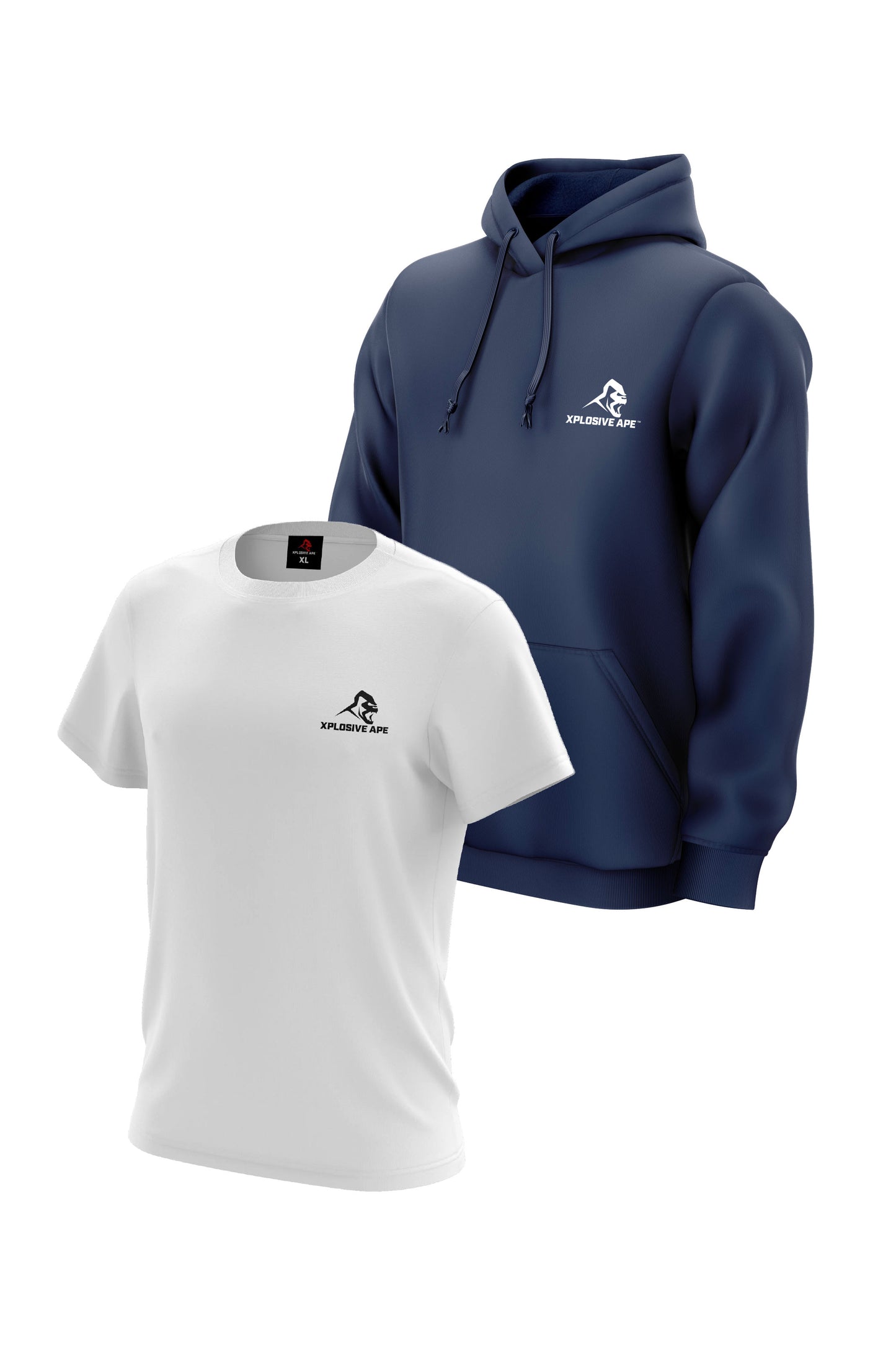 XAPE Essential Tee & Classic Hoodie Combo - White/Navy