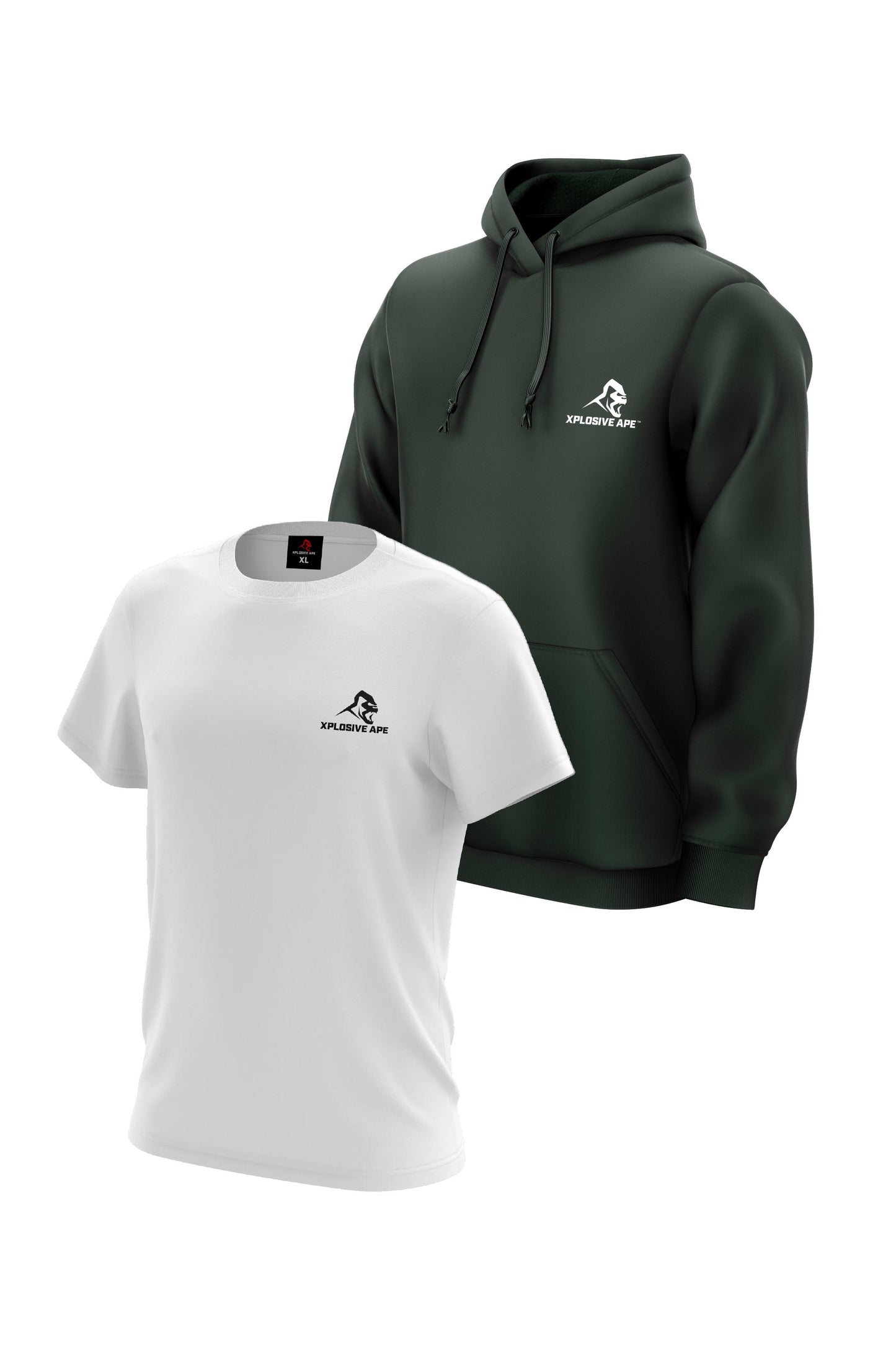 XAPE Essential Tee & Classic Hoodie Combo - White/Military Green