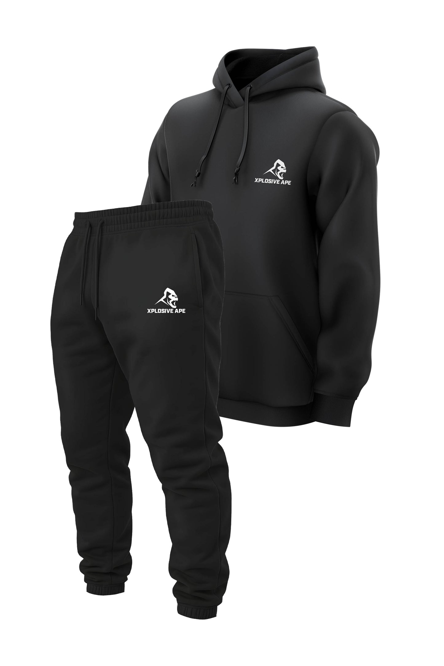 XAPE Classic String Hoodie & Classic Logo Joggers Combo - Black