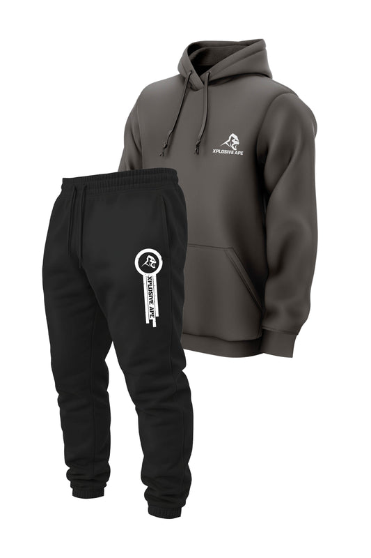 XAPE Classic String Hoodie & Panelled V2 Joggers Combo - Charcoal/Black