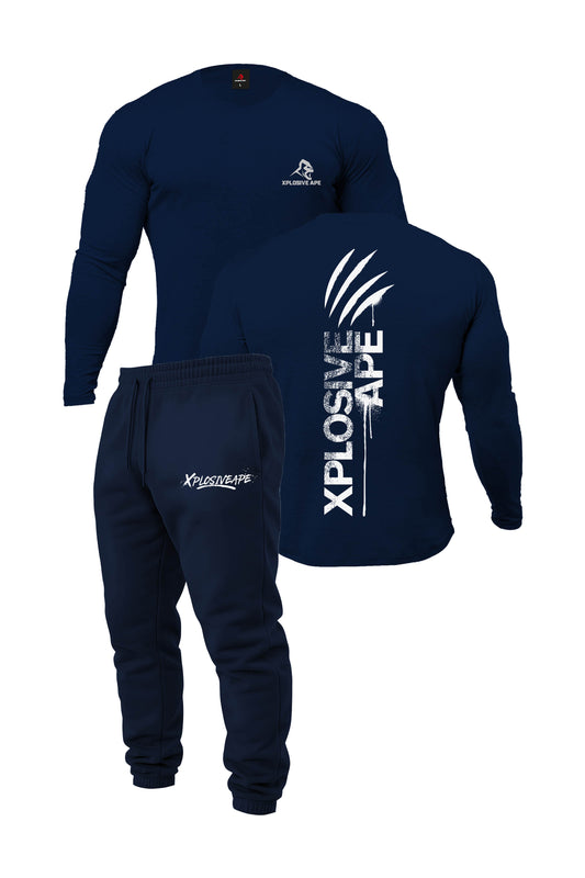 XAPE Claw Long Sleeve Tee & Desolate V2 Joggers Combo - Navy