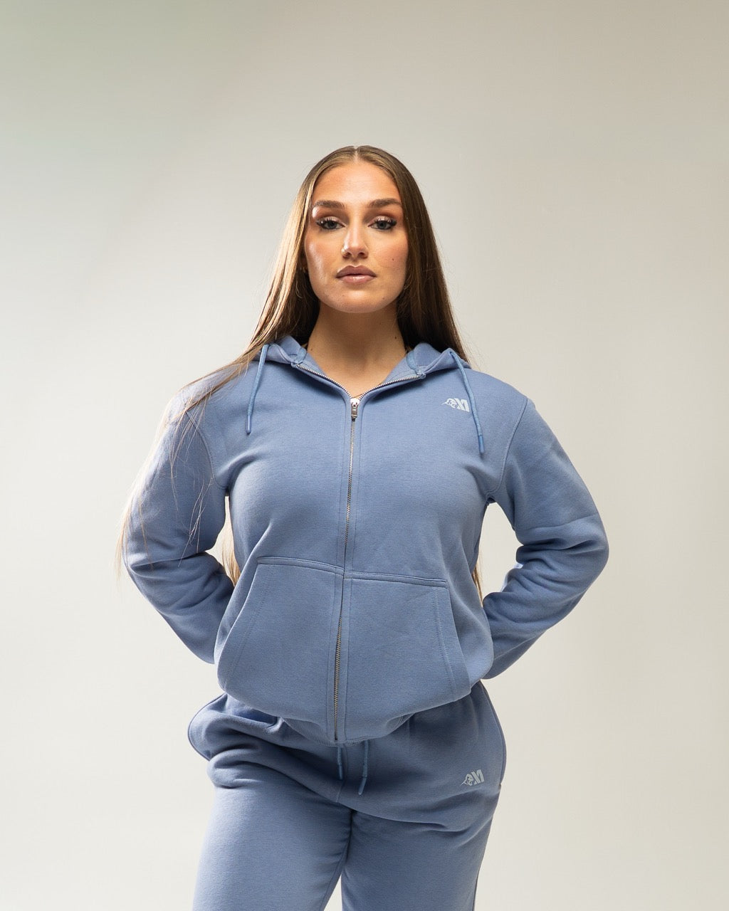 XAPE Core Logo Zip Hoodie - Slate Blue