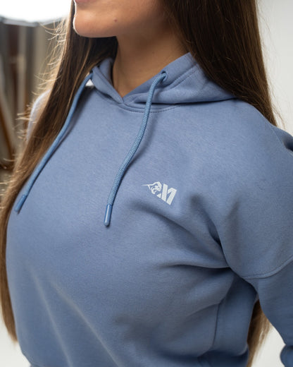 XAPE Core Logo Cropped String Hoodie - Slate Blue