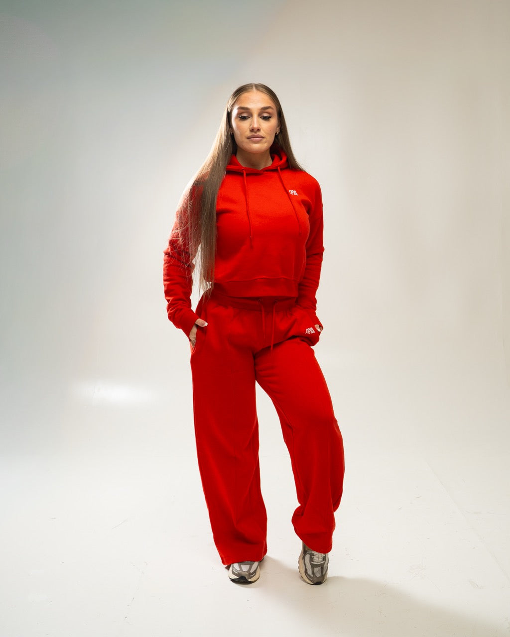 XAPE Core Logo Cropped String Hoodie - Red
