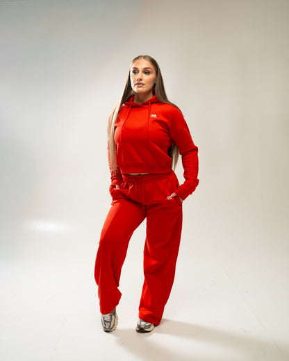 XAPE Core Logo Cropped String Hoodie - Red