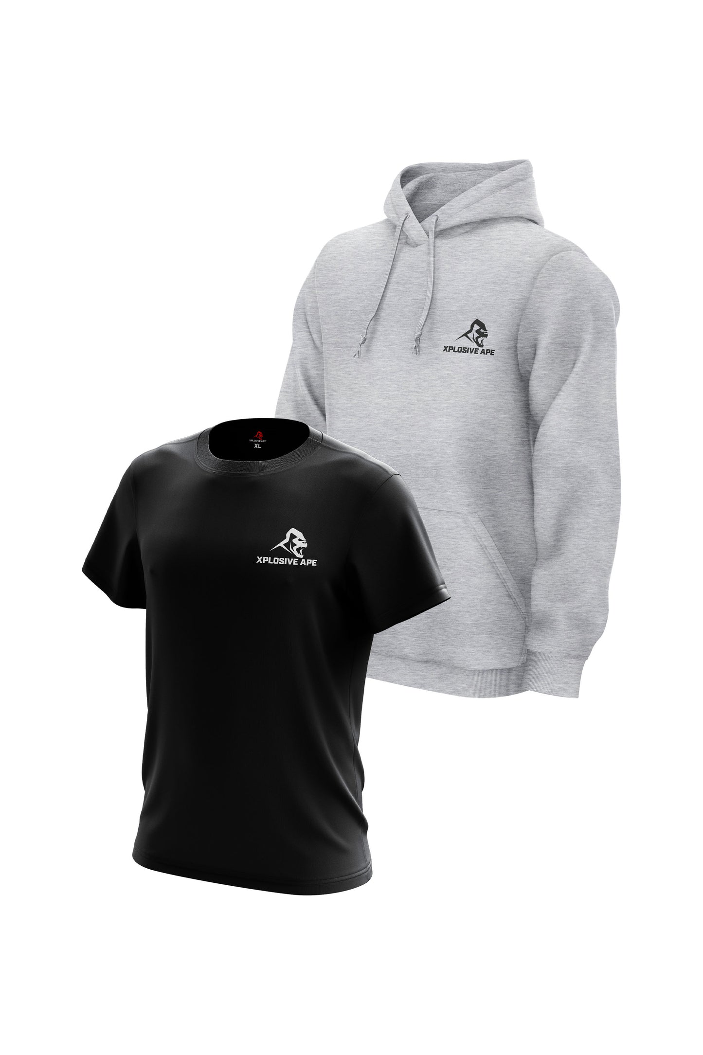 XAPE Essential Tee & Classic Hoodie Combo - Black/Sports Grey