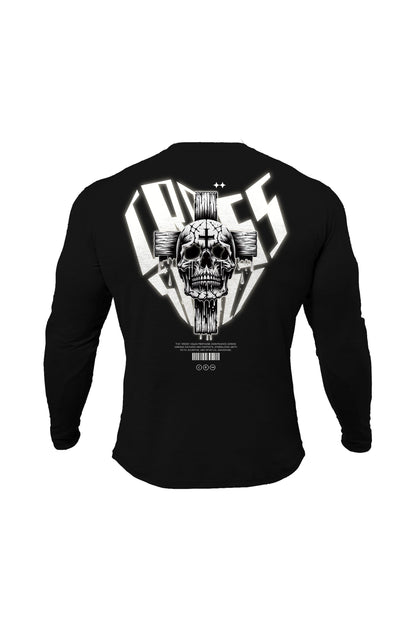 US Gothic Cross Skull Sweatshirt - Black