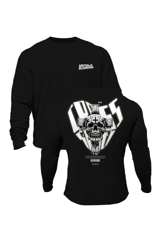 US Gothic Cross Skull Sweatshirt - Black