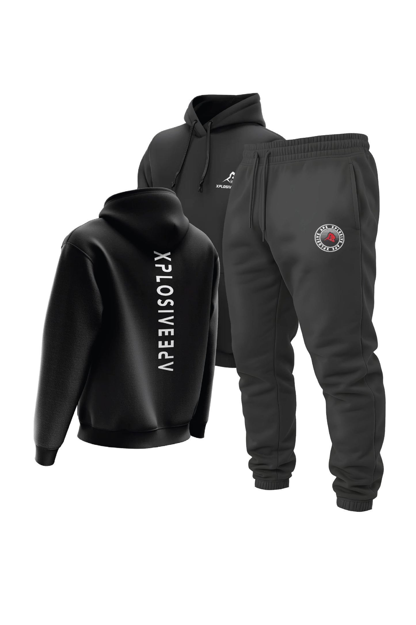 XAPE Futuristic Hoodie & Venus Joggers Combo - Black/Charcoal