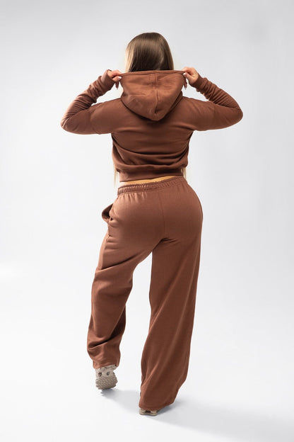 XAPE Core Logo Cropped String Hoodie - Cocoa