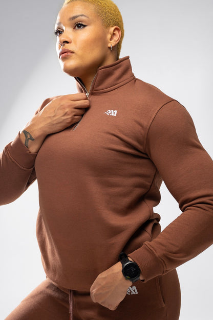 XAPE Core Logo Quarter Zip - Cocoa