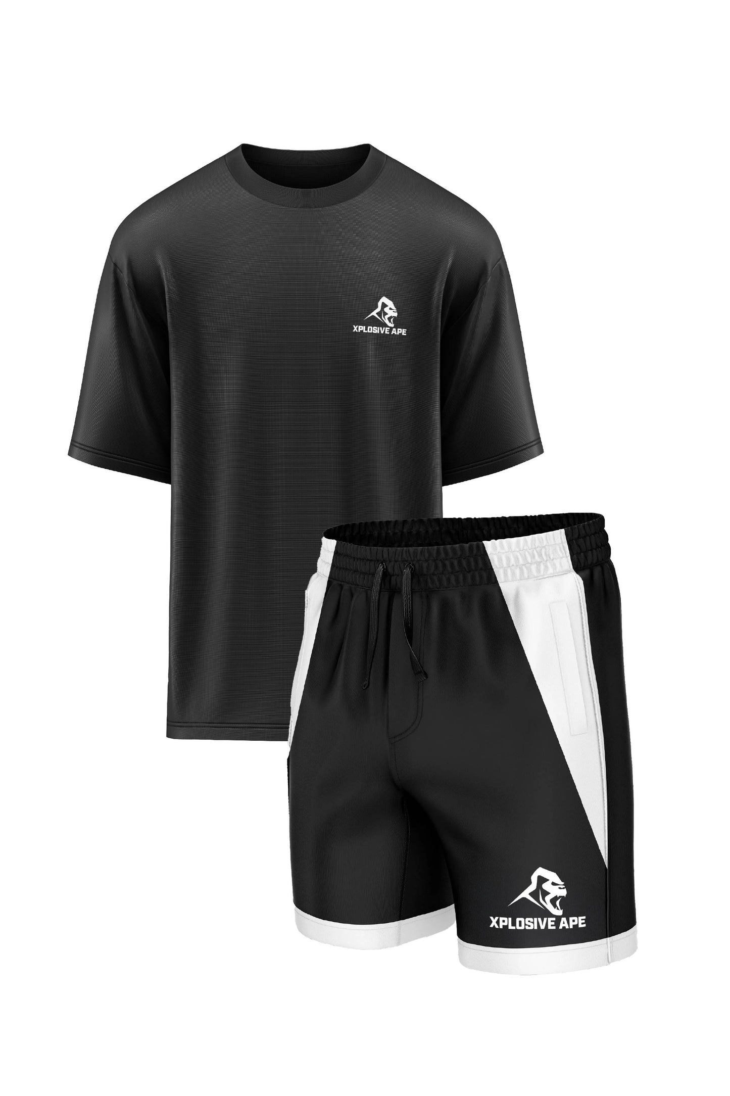 XAPE Classic Oversized Tee & Varsity Shorts Combo - Black