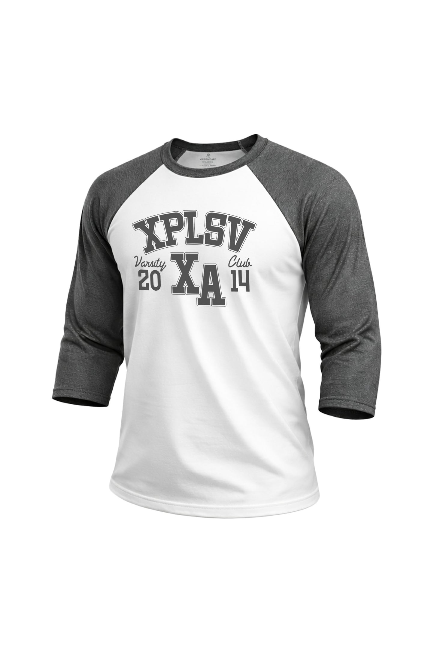 XAPE Speed Camp Raglan 3/4 Sleeve Tee - White/Dark Heather