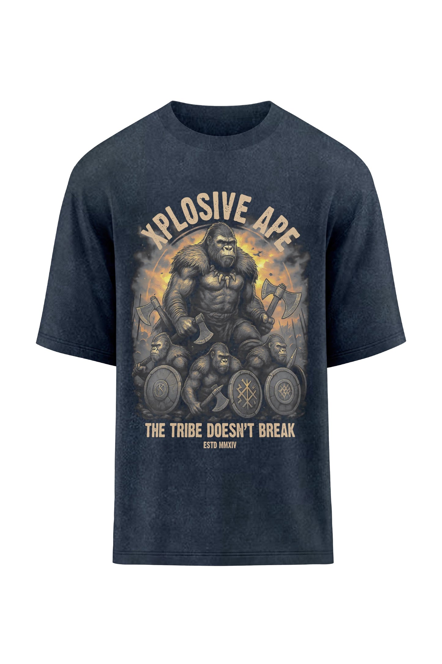 XAPE Tribe Doesn't Break Oversized Tee - Acid Wash Black