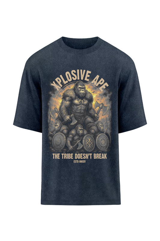 XAPE Tribe Doesn't Break Oversized Tee - Acid Wash Black