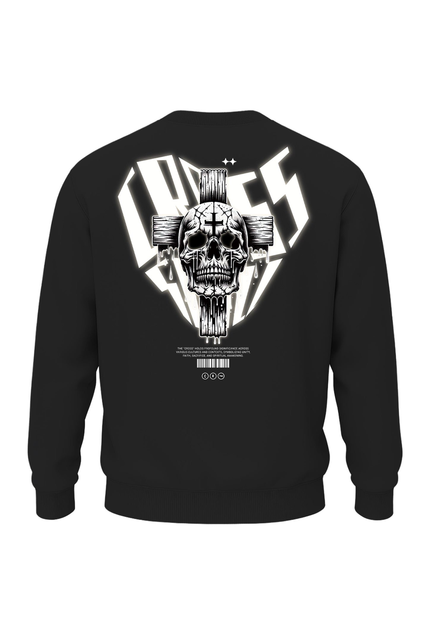 US Gothic Cross Skull Sweatshirt - Black