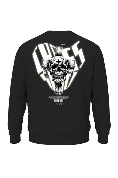 US Gothic Cross Skull Sweatshirt - Black