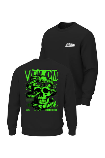 US Gothic Venomous Skull Sweatshirt - Black